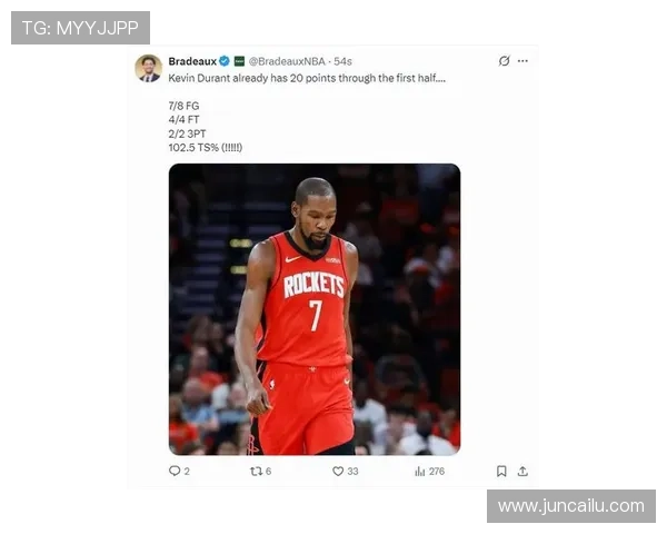 杜兰特谈末节表现称更具侵略性吸引包夹为队友创造更多得分机会